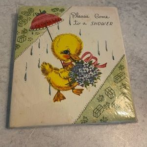 NOS vintage 1950/60 wedding bridal baby shower invitations w/envelopes 12 cards.